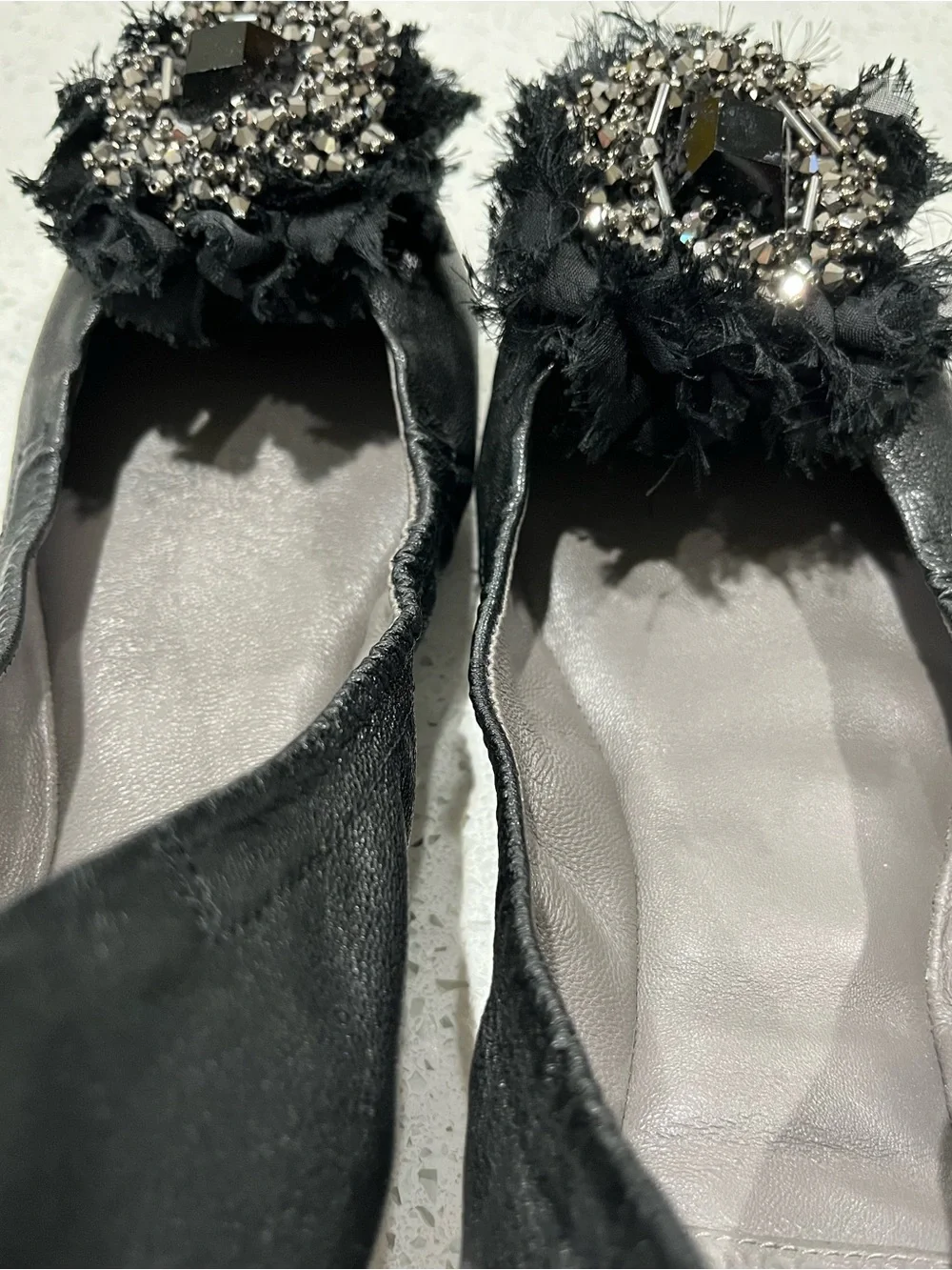 Tory Burch Amelia Black Leather Ballet Flats Size 7 Very Good Condition No Box